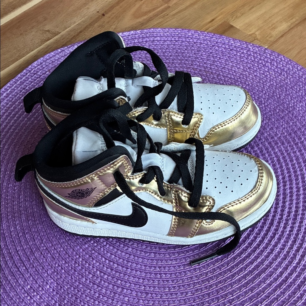 Nike Kids White, Black & Gold High-Top Sneakers